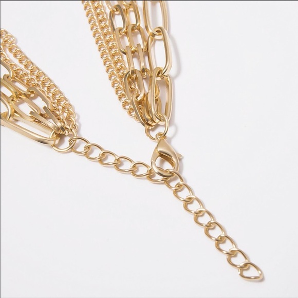 NEW💎18K Gold Multi Layer Punk Chain Necklace - Picture 4 of 8